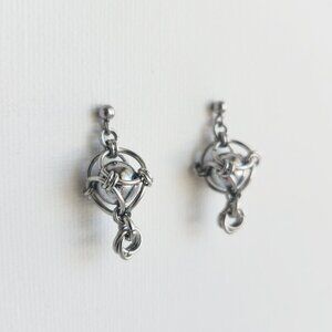 Chainmaille whimsical fairy dangly silver earrings